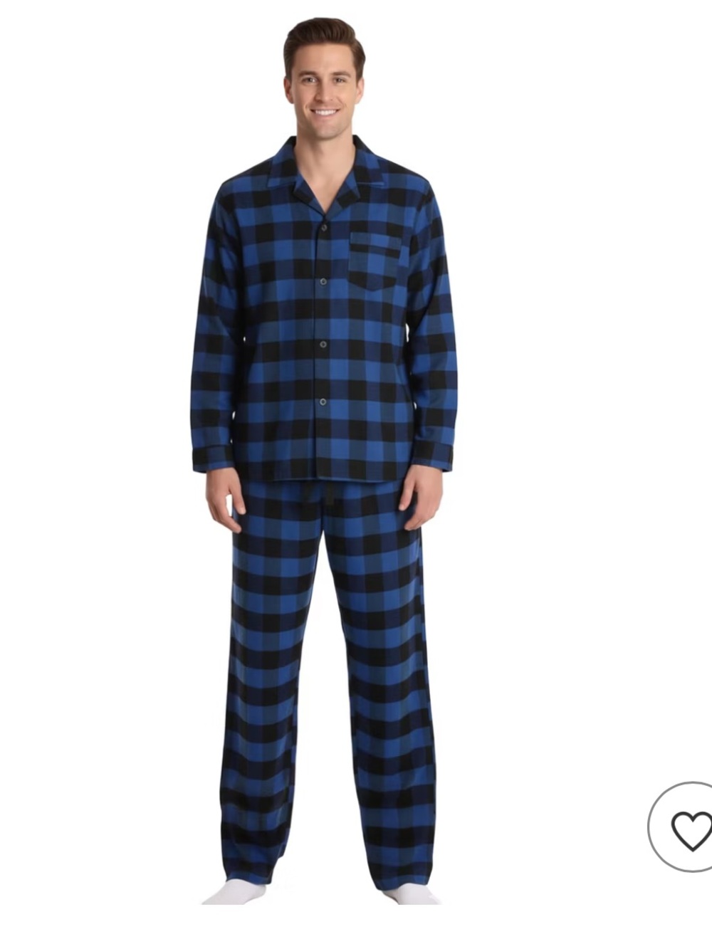 NWT Men's Follow Me Blue and Black Buffalo Plaid Pajama Set Size XXL